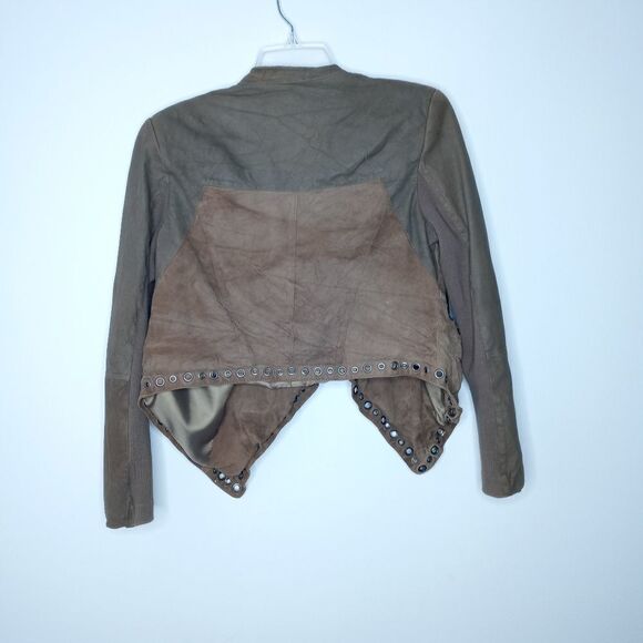 Neiman Marcus Grommet Detail Draped leather Jacket - Picture 8 of 8